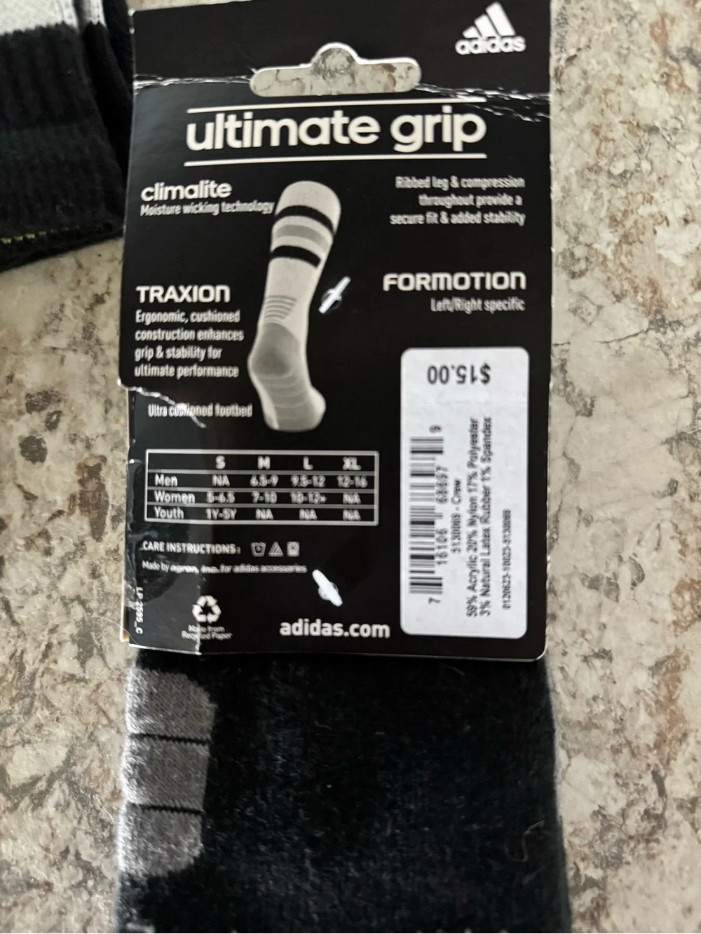 adidas Team Speed Traxion Crew Socks - Black & White